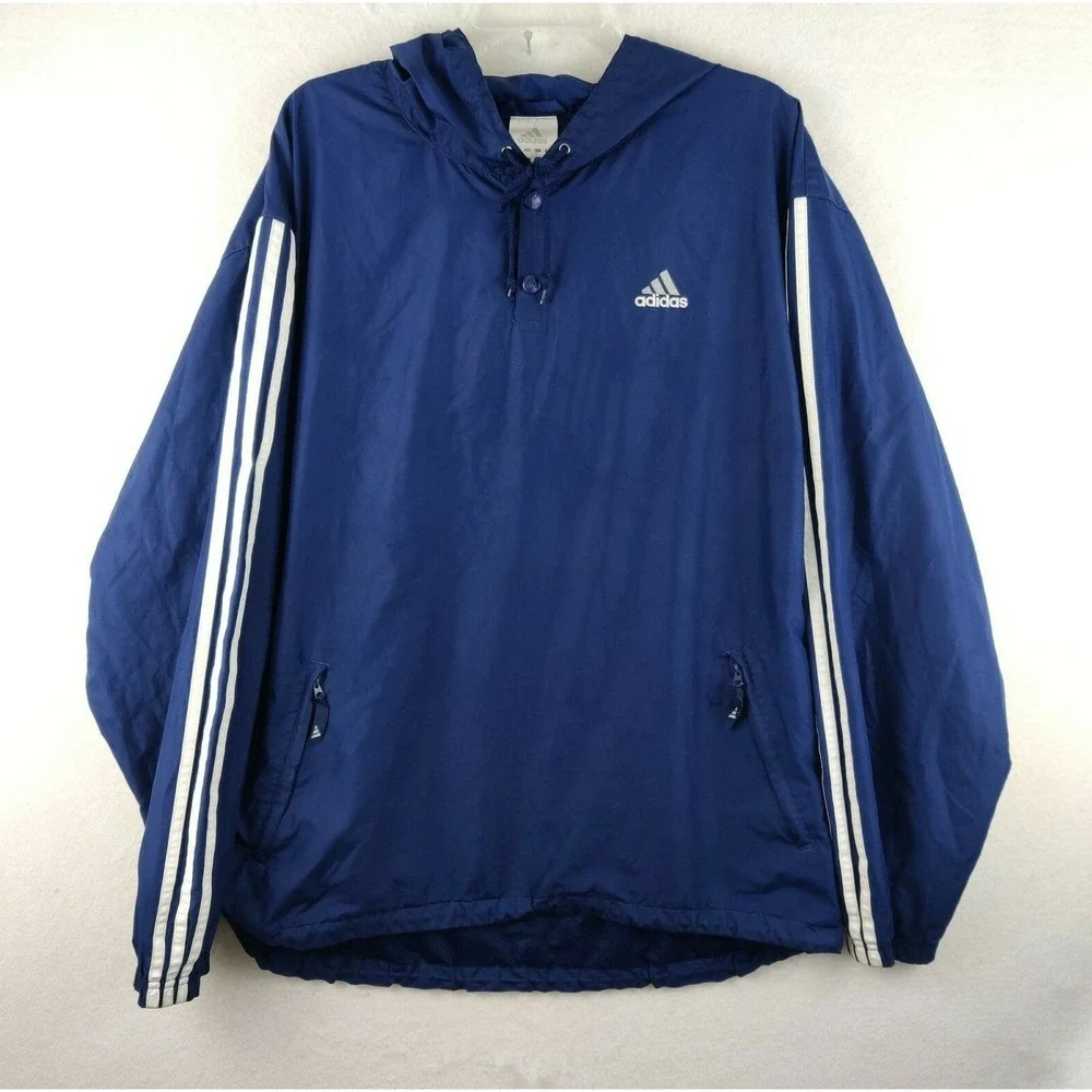 Adidas Adult‎ Hoodie Windbreaker Vented Jacket Blue Large